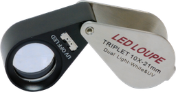 [L4809.11] Triplete de lupa de joyero LED/UV